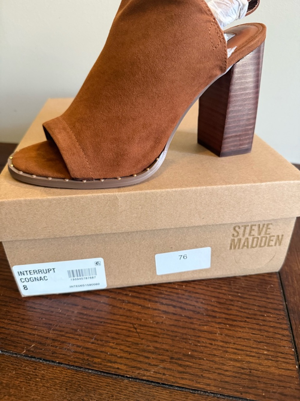 Steve Madden Interrupt brown suede peep toe heel studded NEW - Picture 8 of 8